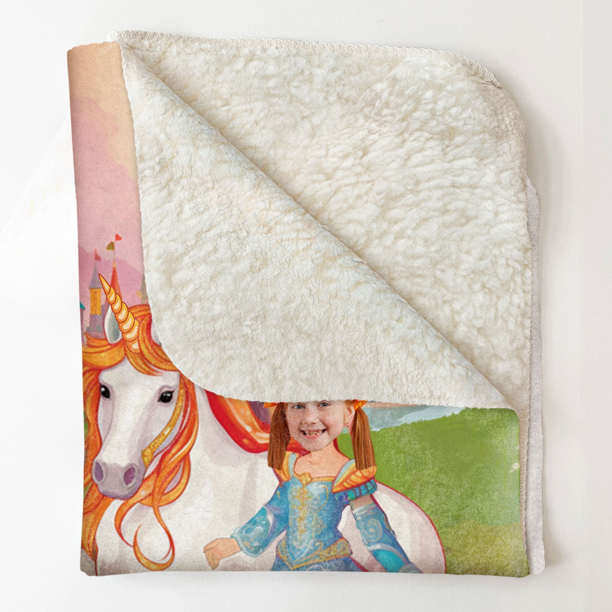 Princess Girl Fairy Tale Unicorn  - Personalized Kid Photo Blanket