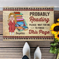 Probably Reading - Personalized Doormat - Funny, Birthday, Home Decor Gift For Book Lovers, Women, Mom, Daughter, Sister, Besties