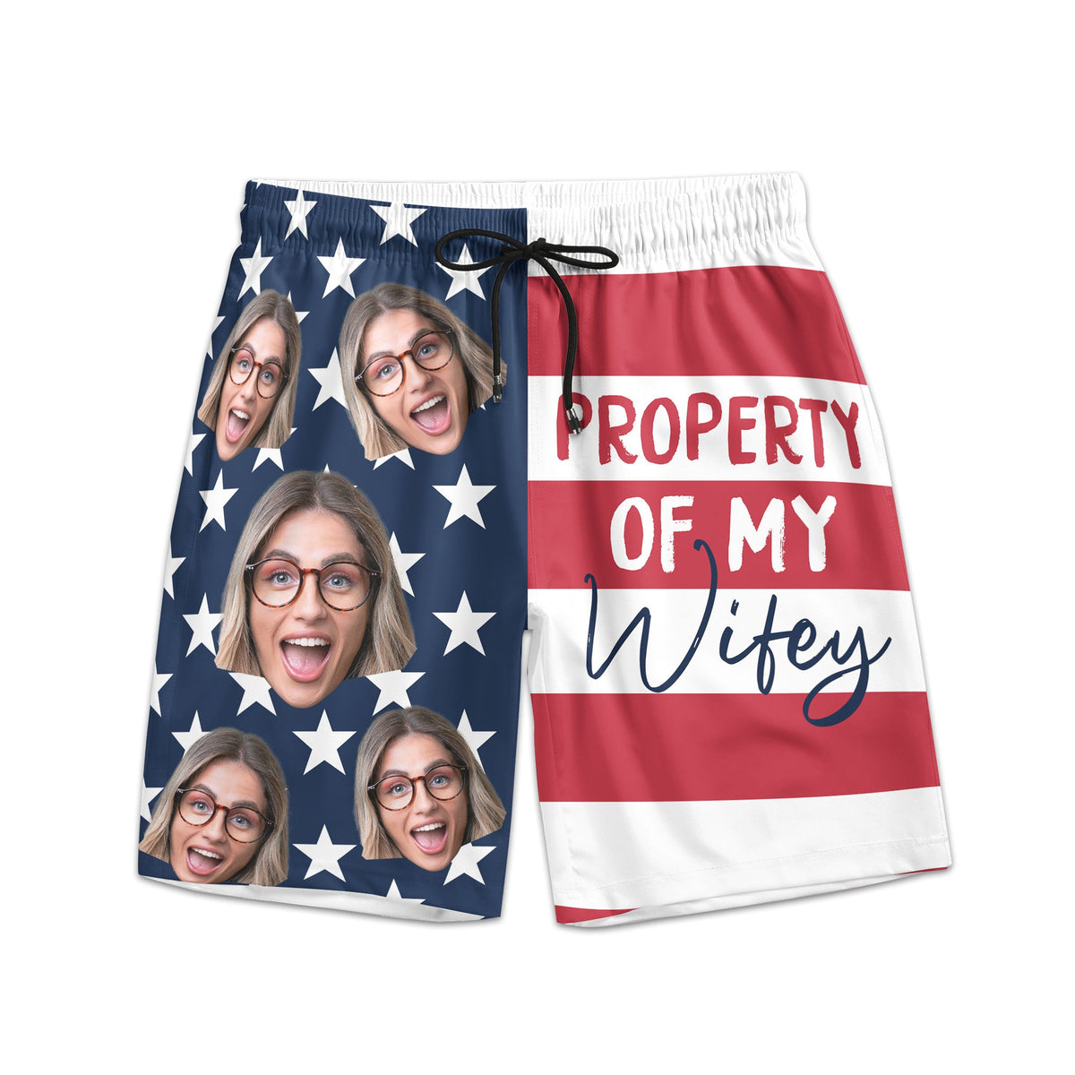Property Of My Wifey - Personalized Photo Couple Beach Shorts