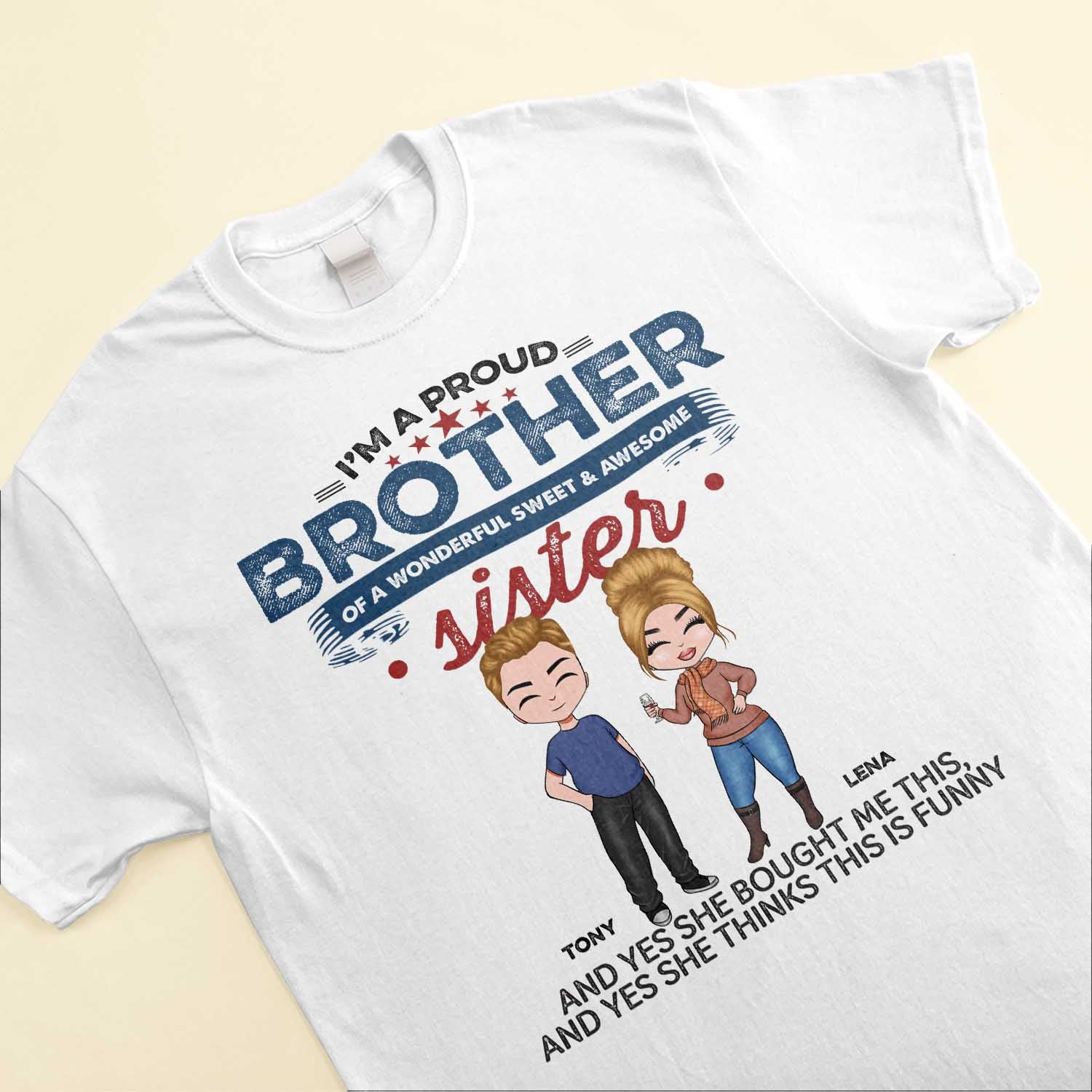 Proud Brother - Personalized Shirt - Gift For Brothers - Cartoon Man and Woman