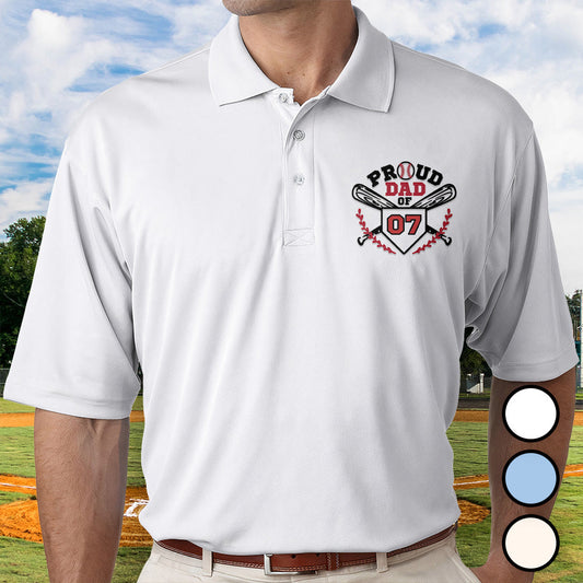 Proud Dad Of Baseball Player Gift For Dad, Grandpa - Custom Polo Shirt