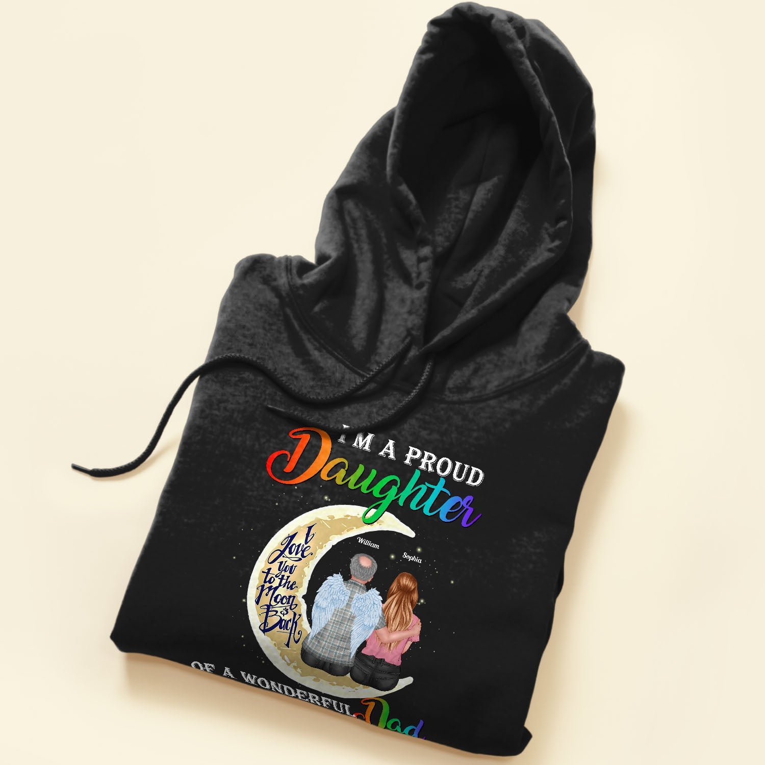 Proud Daughter Of A Wonderful Dad In Heaven - Personalized Shirt - Father's Day, Memory Gift For Dad, Father In Heaven, Loss Of Father