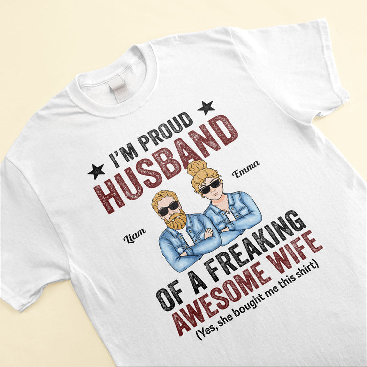 Proud Husband Of An Awesome Wife - Personalized Shirt - Anniversary, Valentine's Day Gift For Husband