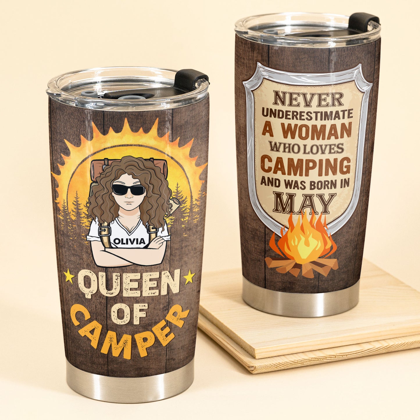 Queen Of Camper - Personalized Tumbler Cup - Birthday Gift For Her, Mother, Wife, Daughter, Camper, Camping Lovers