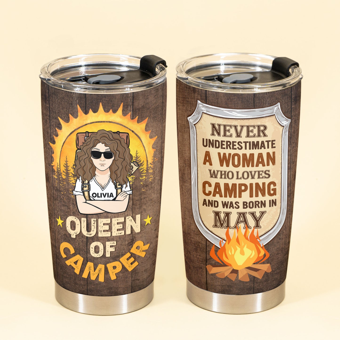 Queen Of Camper - Personalized Tumbler Cup - Birthday Gift For Her, Mother, Wife, Daughter, Camper, Camping Lovers