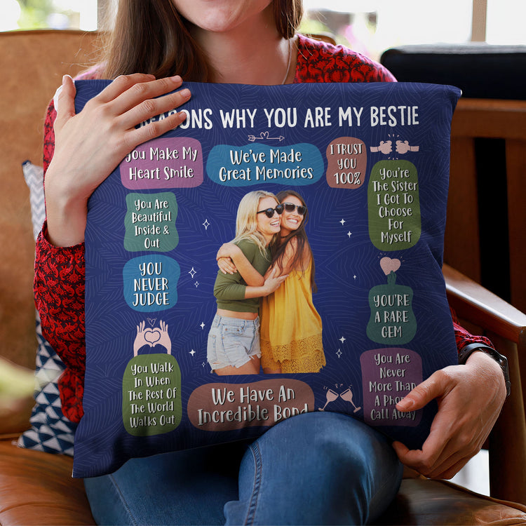 Reasons Why You Are My Bestie - Personalized Photo Pillow (Insert Included)