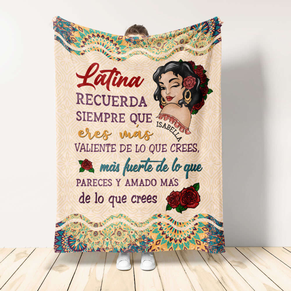 Recuerda Siempre Que Eres Valiente - Personalized Blanket - Hispanic Month Gift For Hispanics & Latinos