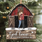 Red Barn Christmas Couples Anniversary - Personalized Couple Ornament - Vintage Ornament