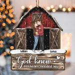 Red Barn Christmas Couples Anniversary - Personalized Couple Ornament - Vintage Ornament