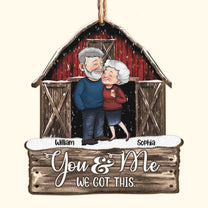 Red Barn Christmas Old Senior Couples Anniversary - Personalized Wooden Ornament