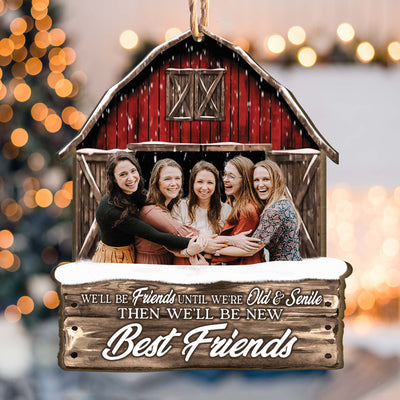Red Barn Friendship Our Laughs Are Limitless - Personalized Wooden Photo Ornament - Vintage Ornament
