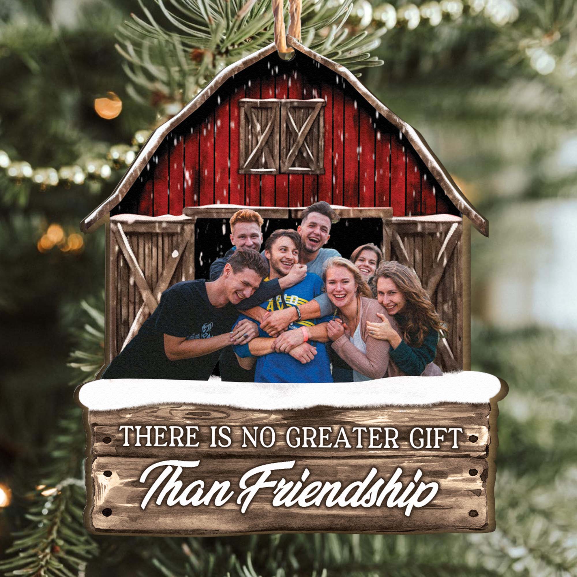 Red Barn Friendship Our Laughs Are Limitless - Personalized Wooden Photo Ornament - Vintage Ornament