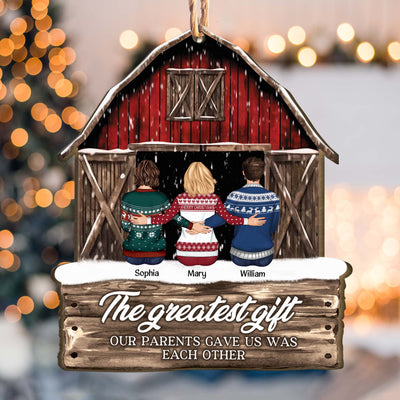 Red Barn There Is No Greater Gifts Than Family - Personalized Wooden Ornament - Vintage Ornament