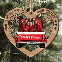 Red Truck Christmas Brothers & Sisters Sibling Forever - Personalized Wooden Photo Ornament