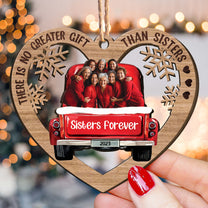 Red Truck Christmas Brothers & Sisters Sibling Forever - Personalized Wooden Photo Ornament