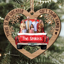 Red Truck Christmas Family Custom Photo - Personalized Wooden Photo Ornament