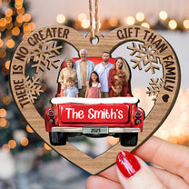 Red Truck Christmas Family Custom Photo - Personalized Wooden Photo Ornament