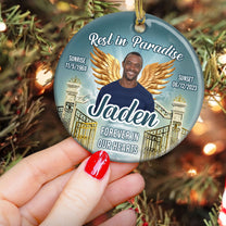 Rest In Paradise - Personalized Ceramic Photo Ornament