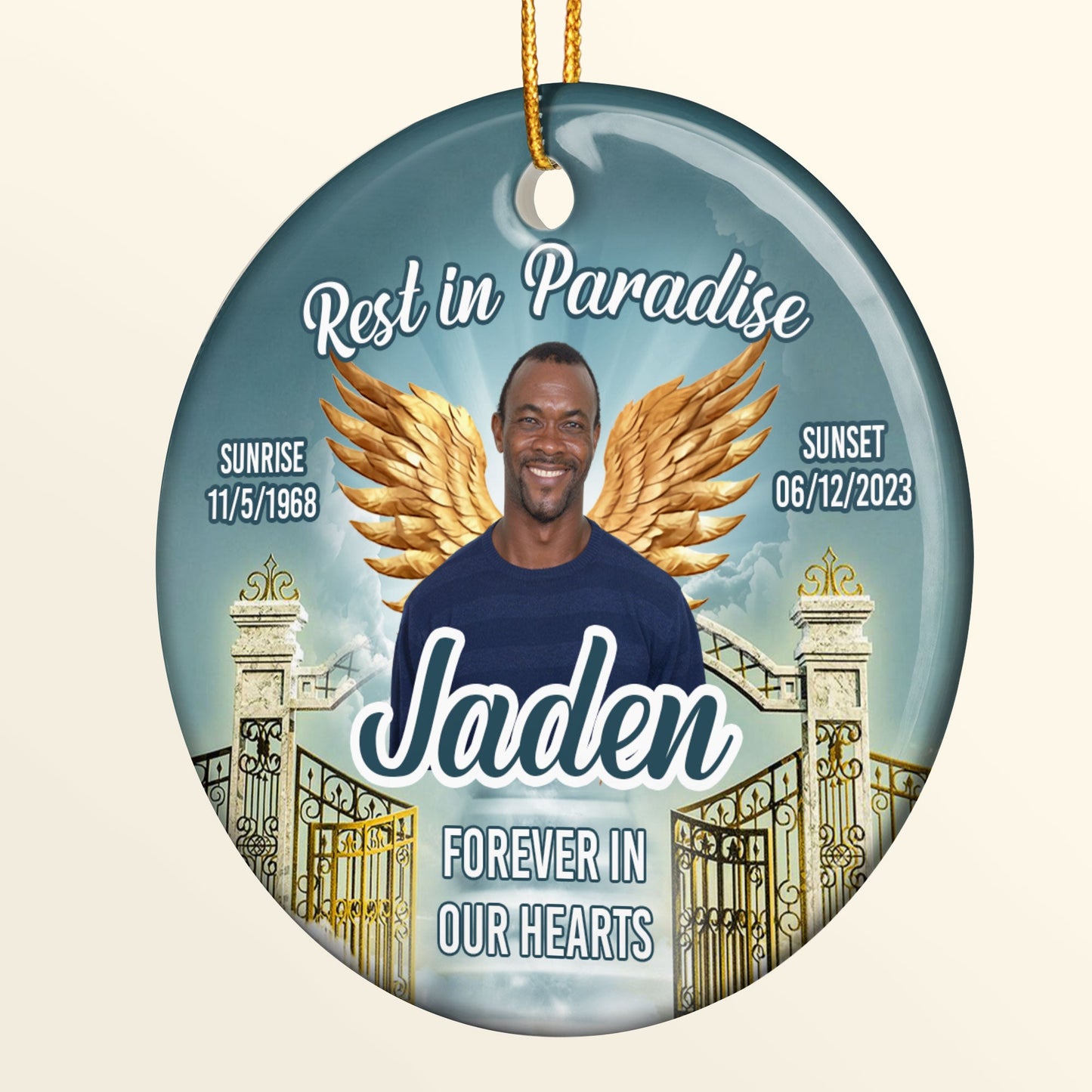 Rest In Paradise - Personalized Ceramic Photo Ornament