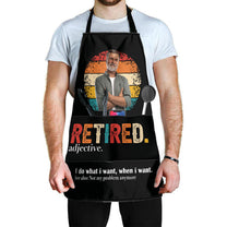 Retired Dad - Personalized Photo Apron With Pocket