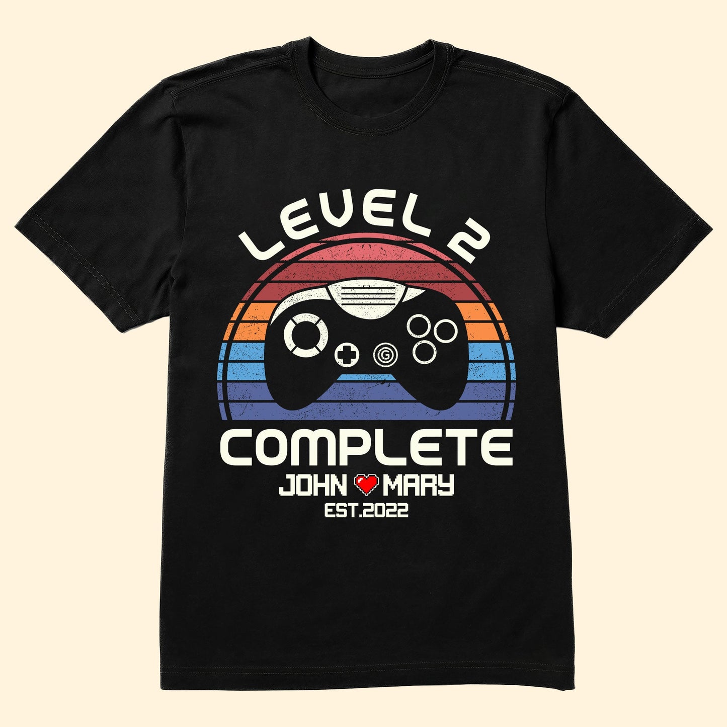 Retro Game Level Complete Anniversary Gift Husband Wife Couple - Personalized Shirt