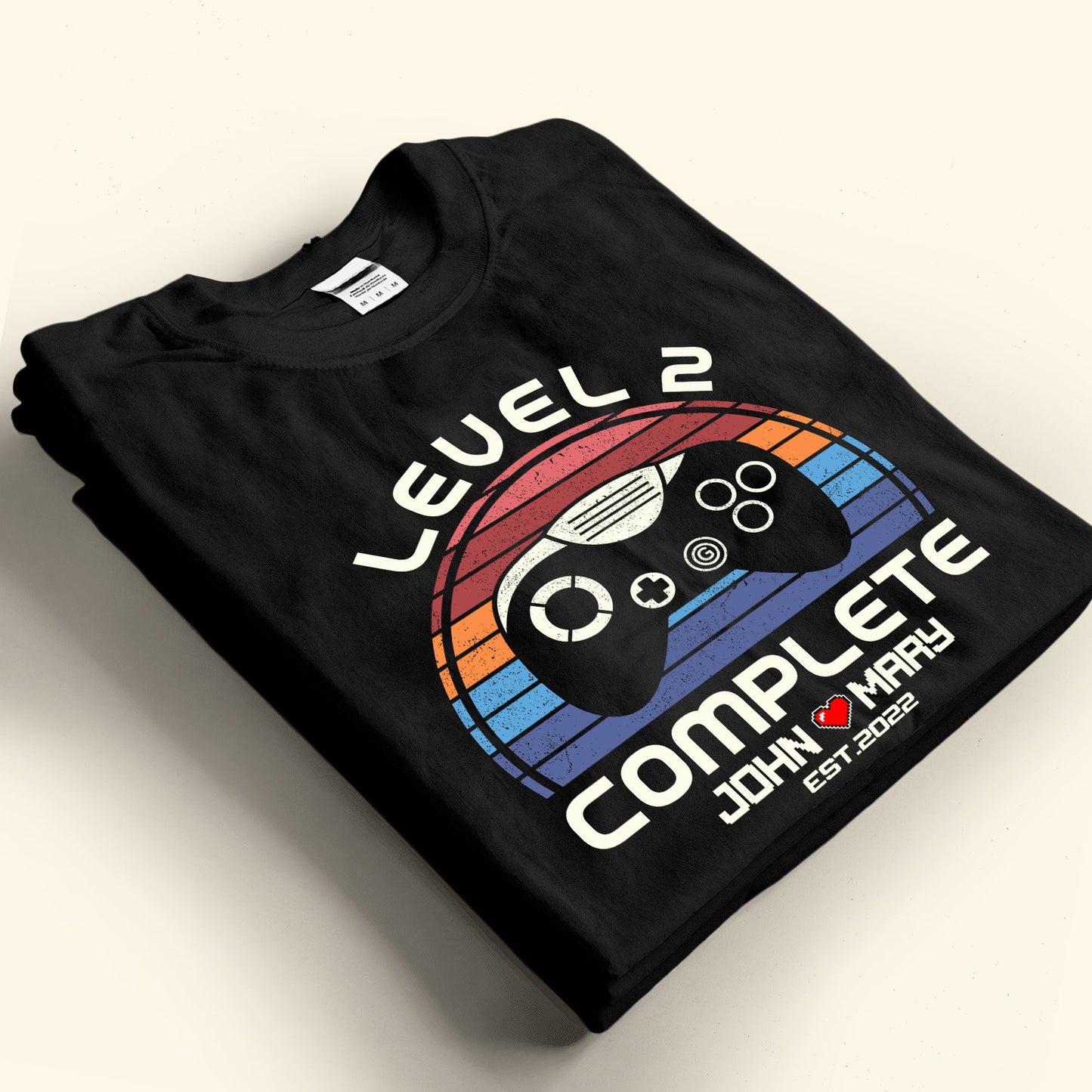 Retro Game Level Complete Anniversary Gift Husband Wife Couple - Personalized Shirt