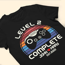 Retro Game Level Complete Anniversary Gift Husband Wife Couple - Personalized Shirt