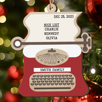 Retro Typewriter Family Christmas Funny - Personalized Wooden Ornament