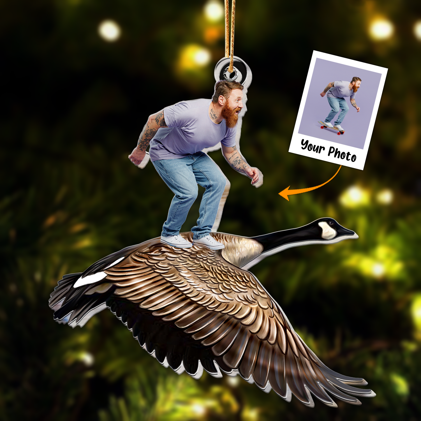 Riding A Silly Goose - Personalized Acrylic Photo Ornament