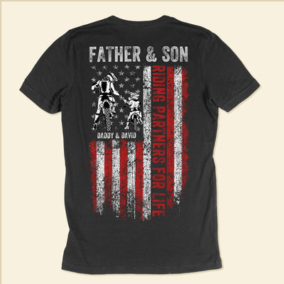 Riding Partners For Life - Personalized Shirt - Birthday, Biker Gift For Dad, Father, Husband, Grandpa, Family Members