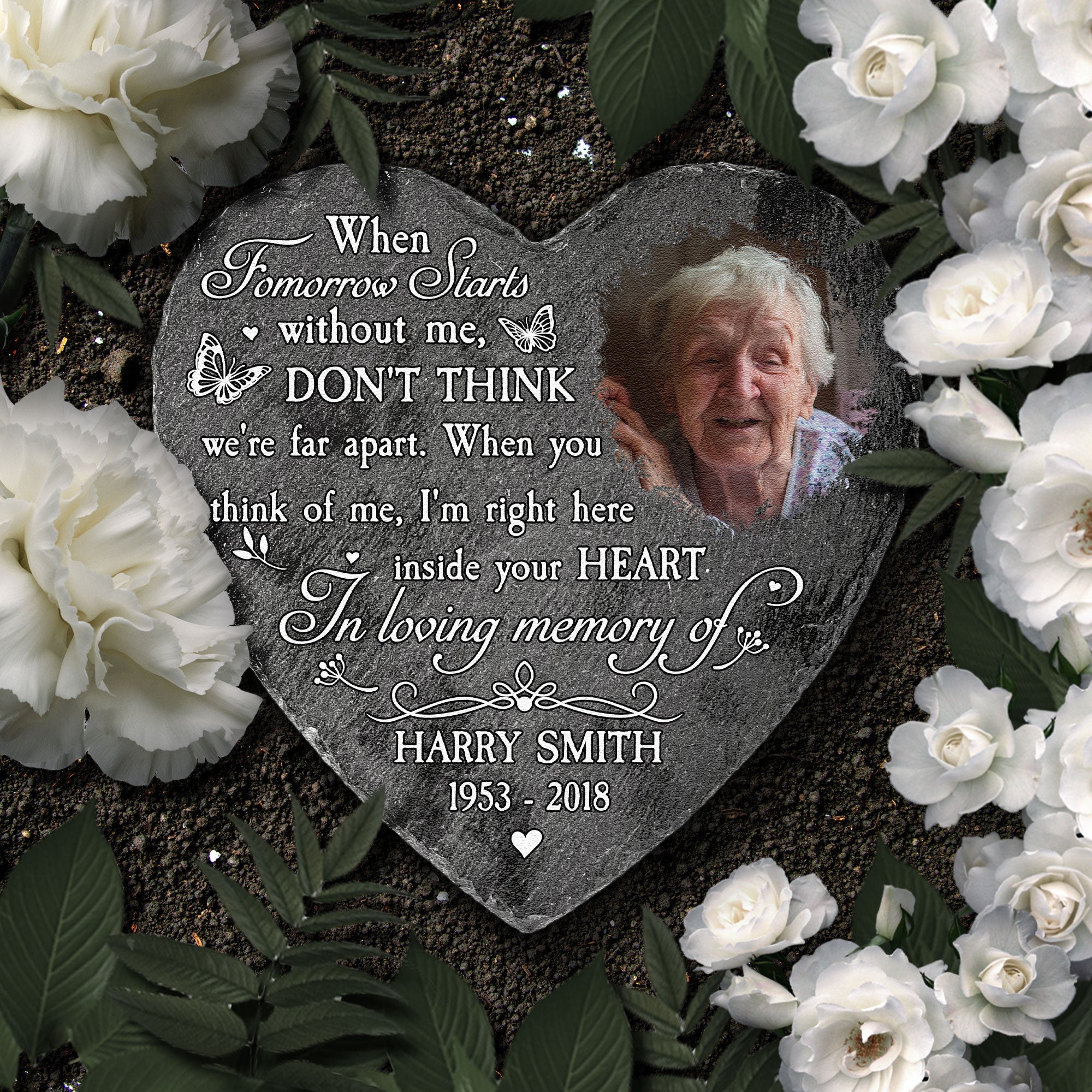 Right Here Inside Your Heart - Personalized Photo Garden Stone