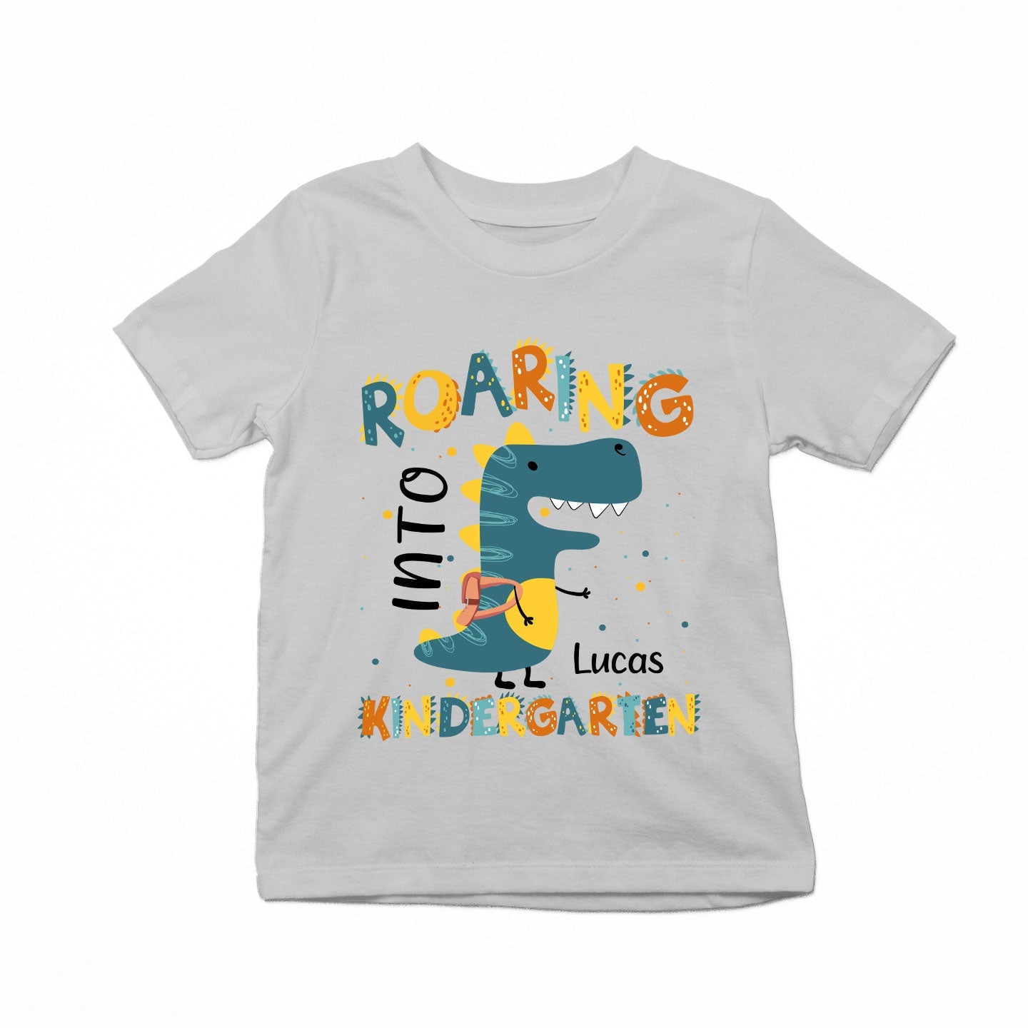 Roaring Into The Kindergarten,1st Grade, 2nd Grade, 3rd Grade - Personalized Shirt - Back To School Gift For Kids, Daughter, Niece, Grandkid