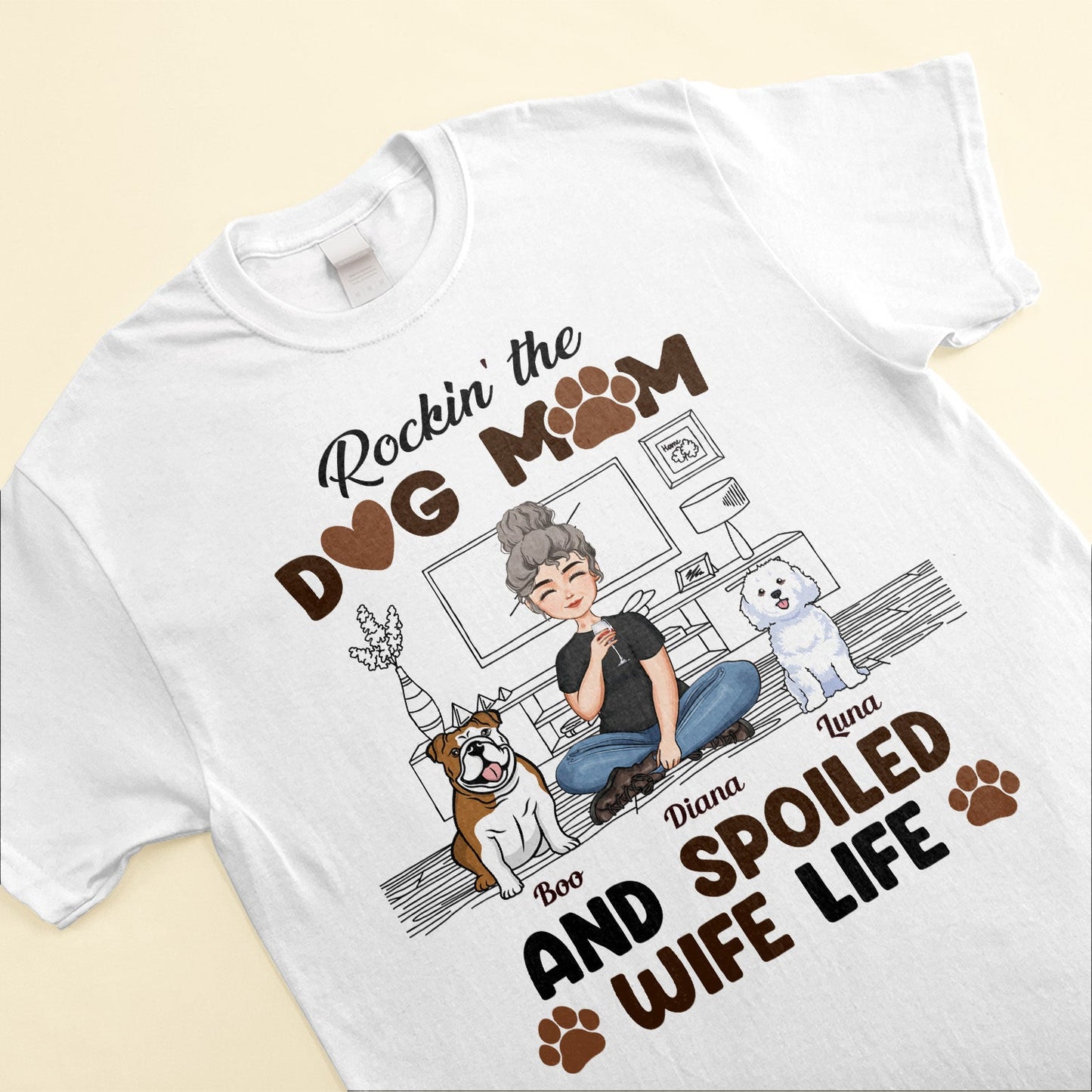 Rockin' The Dog Mom And Spoiled Wife Life - Personalized Shirt