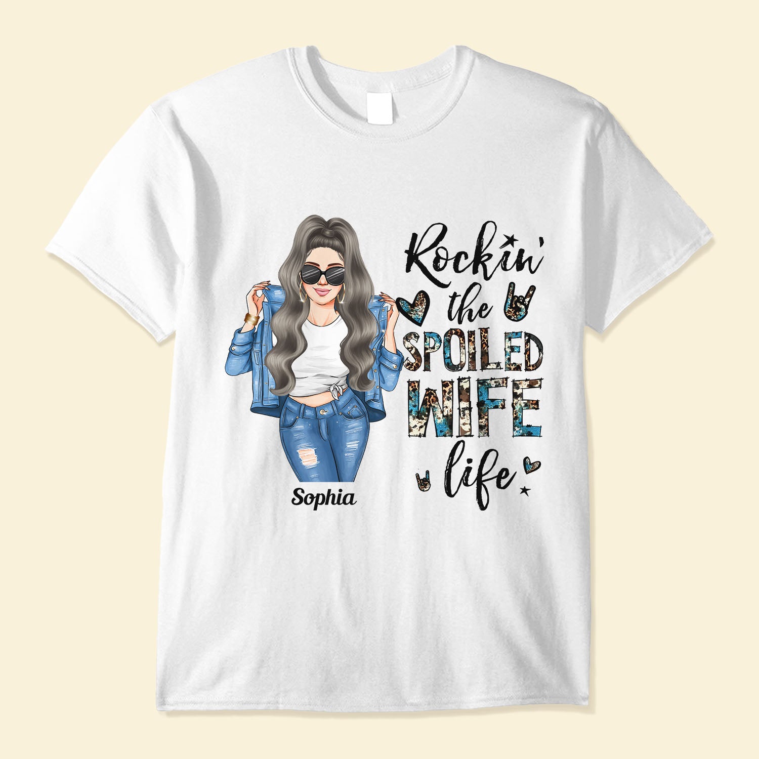 Rocking The Spoiled Wife Life - Personalized Shirt - Anniversary, Birthday Gift For Wife, Lover, Honey - Leopard Design