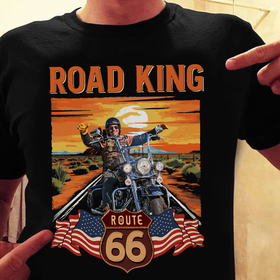 Route 66 Biker - Personalized Photo Shirt