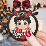 Rudolph Reindeer Custom Kids' Names - Personalized Wooden Ornament