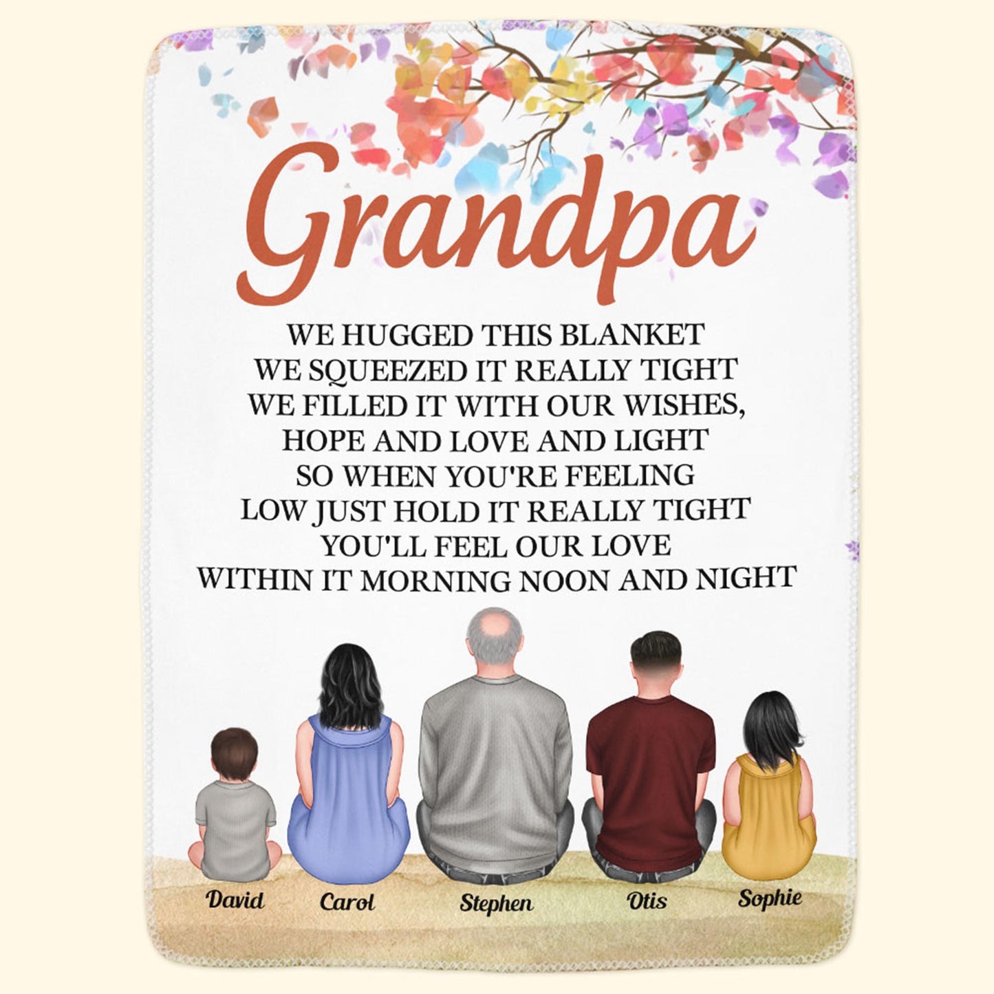 Grandpa, Hug This Blanket To Feel Our Love In It - Personalized Blanket