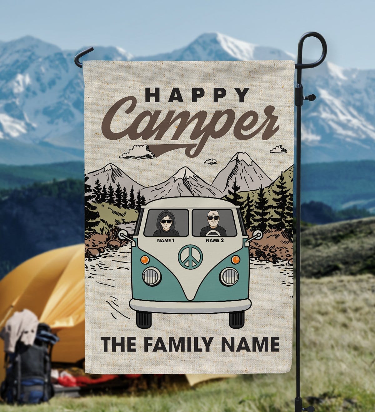 Happy Camper, Camping Custom Flag, Gift For Family-Macorner