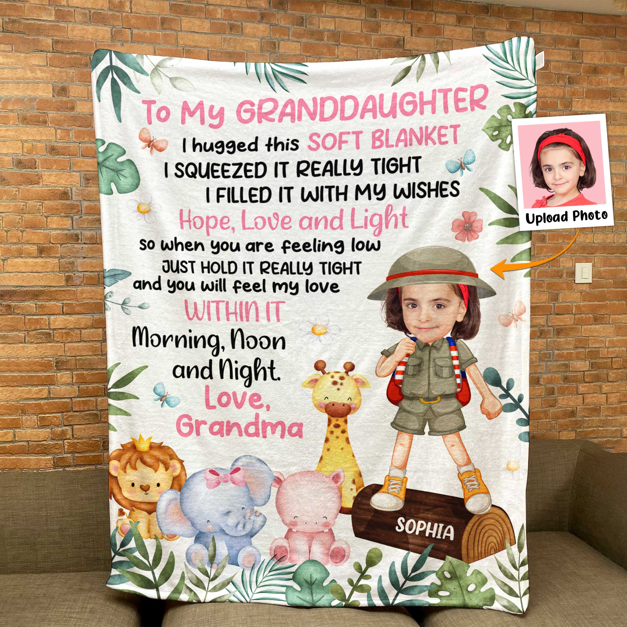 Safari Animals Kids - Personalized Photo Blanket