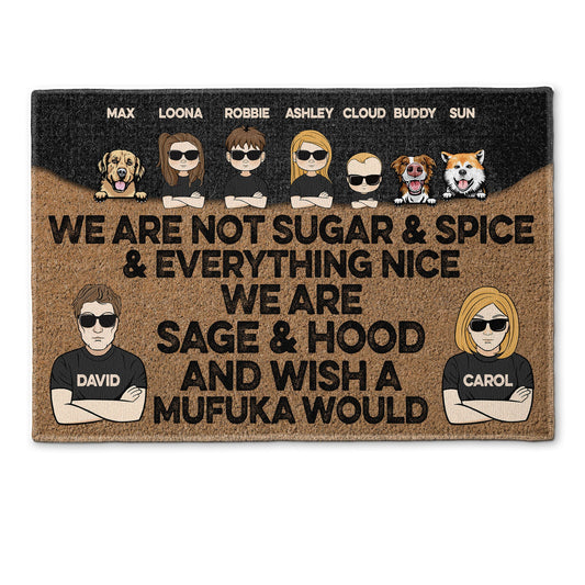 Sage And Hood - Personalized Doormat - Birthday, Funny , Housewarming Gift For Family, Dog Lover, Dog Owner