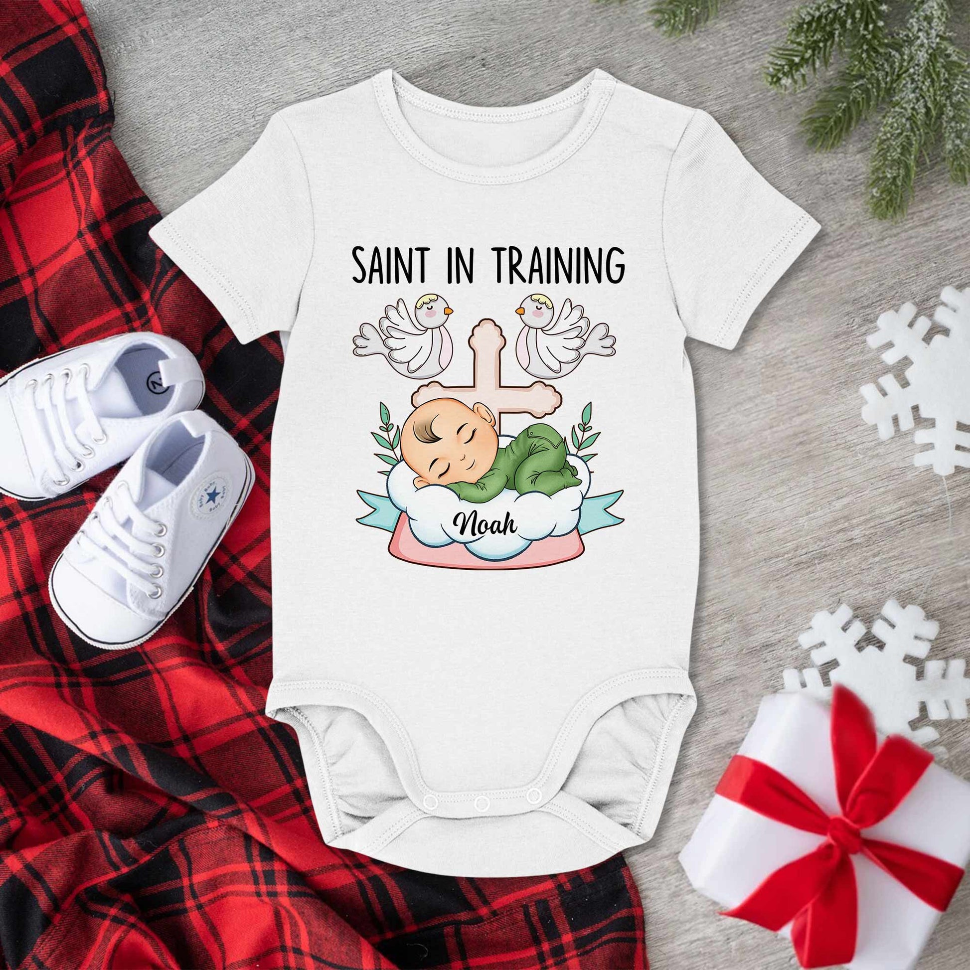 Saint In Training - Personalized Baby Onesie