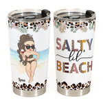 Salty Lil' Beach - Personalized Skinny Tumbler - Summer Gift For Her, Beach Lover, Traveling, Girl, Vacation Gift