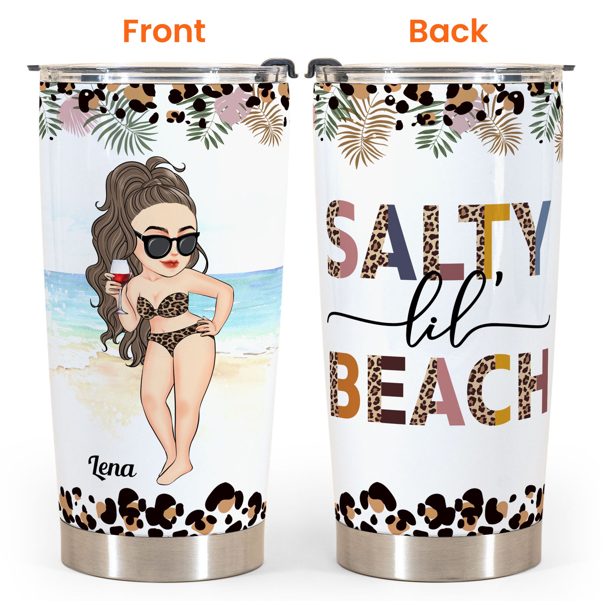 Salty Lil' Beach - Personalized Skinny Tumbler - Summer Gift For Her, Beach Lover, Traveling, Girl, Vacation Gift