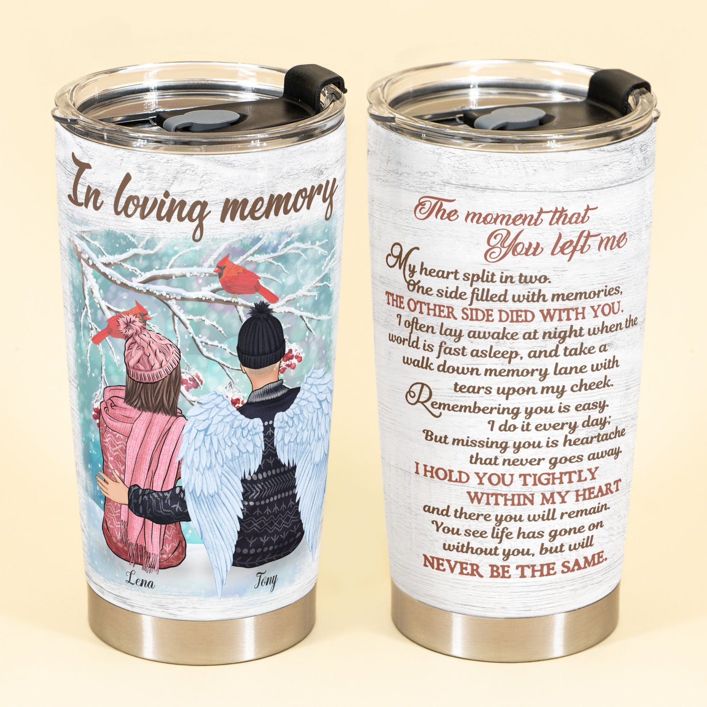In Loving Memory - Personalized Tumbler Cup - Sympathetic Gift For Family Memorial
