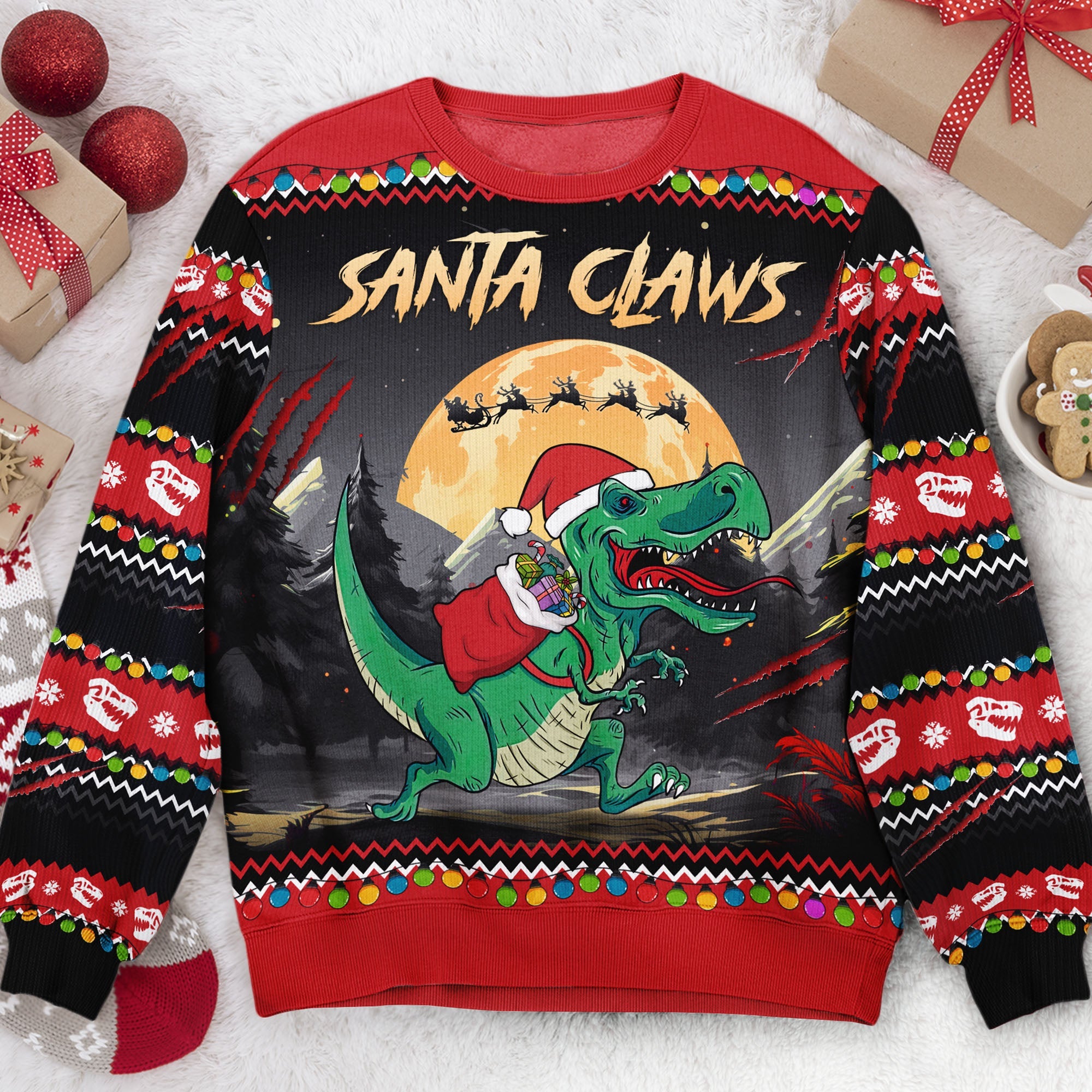 Dinosaur ugly christmas sweater outlet
