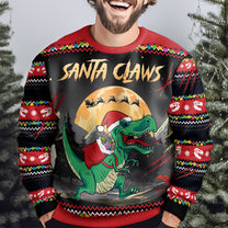 Santa Claws T-Rex Christmas Dinosaur Santa - Personalized Ugly Sweater