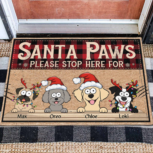 Santa Paws Please Stop Here For - Personalized Doormat