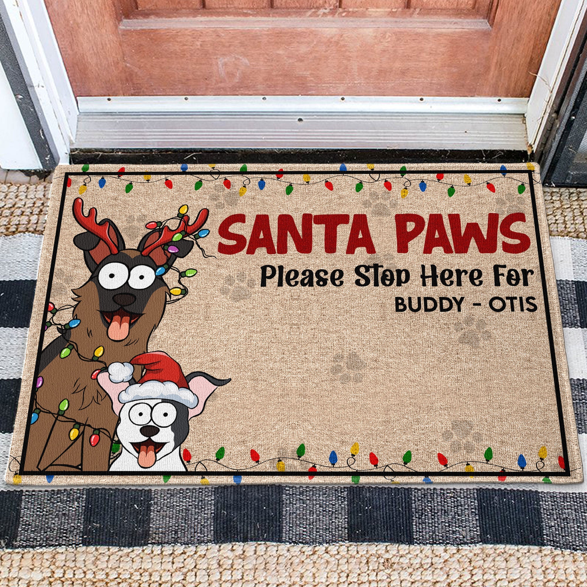Santa Paws Please Stop Here For - Personalized Doormat
