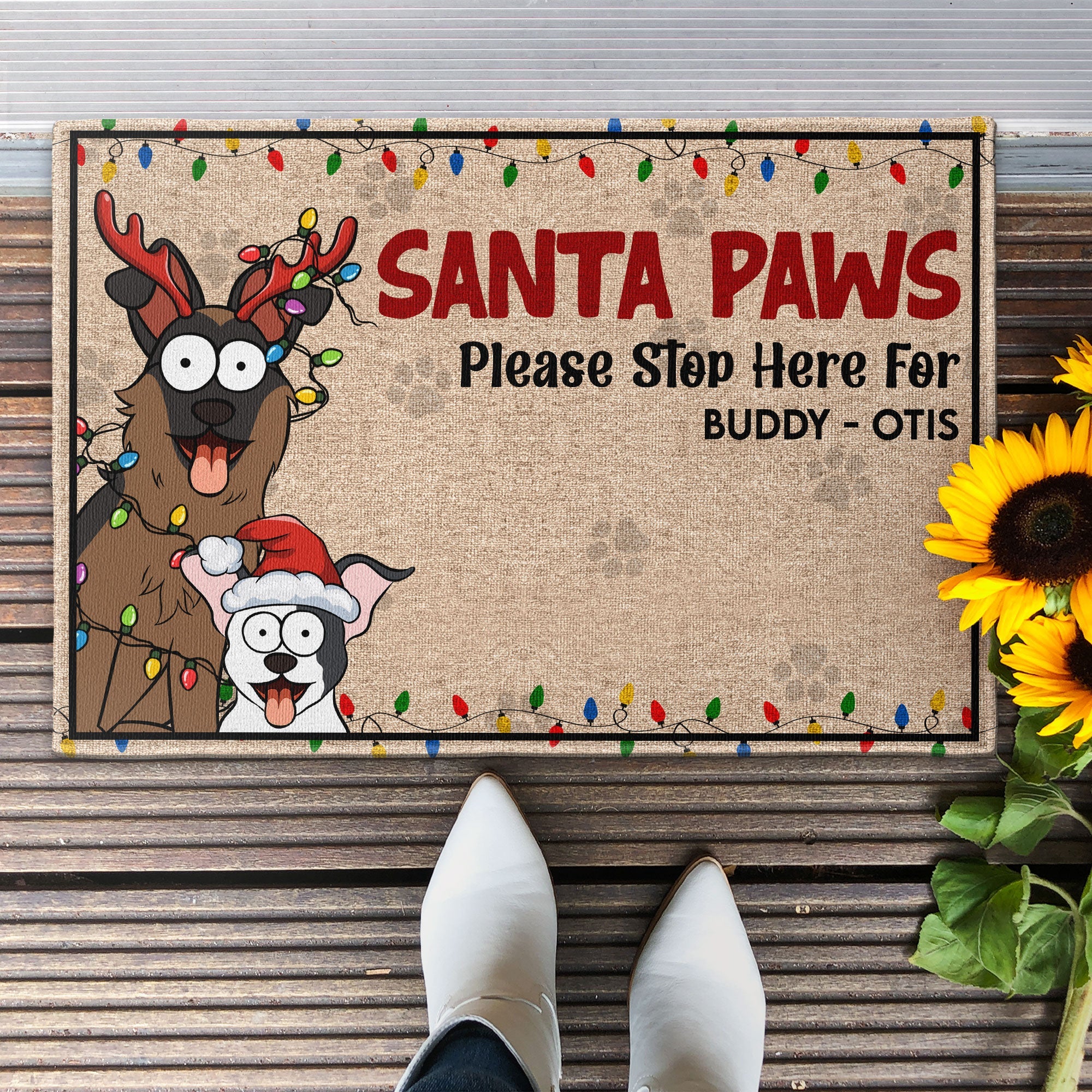 Santa Paws Please Stop Here For - Personalized Doormat