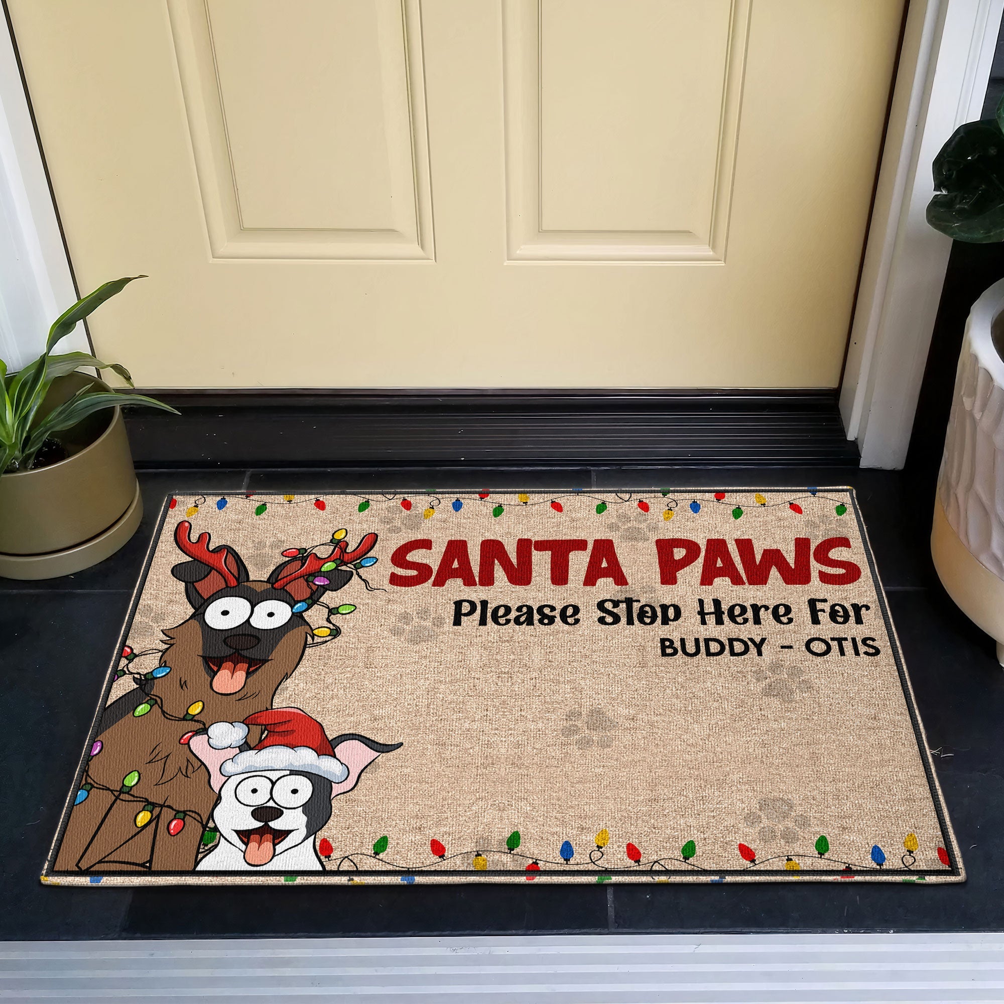Santa Paws Please Stop Here For - Personalized Doormat